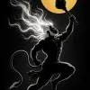 Hanuman Ascending Under the Golden Moon – Dark AMOLED Devotional Wallpaper