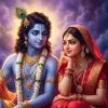 Divine Radha Krishna Under a Dreamy Twilight Sky – Romantic Devotional Art