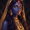 Mystic Goddess with Golden Crescent – Dark Divine Portrait Wallpaper