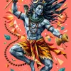 Nataraja in Geometric Motion – Vibrant Low-Poly Shiva Digital Art