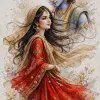Radha Krishna Eternal Love Watercolor Wallpaper