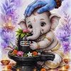 Little Ganesha Embracing the Sacred Shivling
