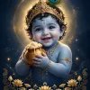 Divine Baby Krishna with Makhan – Happy Janmashtami