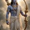 Lord Rama Standing with Divine Bow – Spiritual Hindu God Portrait