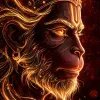 Radiant Hanuman Portrait with Fiery Golden Aura