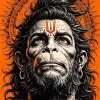Majestic Hanuman in Sacred Ink and Saffron