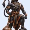 Powerful Lord Hanuman Statue with Golden Ornaments and Gada