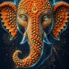 Creative Marigold Ganesha with Modak Mosaic Design and Neon Blue Glow