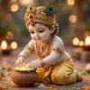 Little Krishna and the Butter Pot — A Warm Devotional Portrait of Bal Gopal