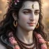 Serene Lord Shiva with Lotus and Blossoms – Divine Mahadev Wallpaper