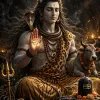 Lord Shiva with Nandi and Shiva Lingam – Divine Mahadev Meditation Wallpaper