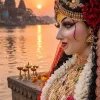 Divine Goddess at the Sacred Ghat — Sunset Serenity & Spiritual Grace