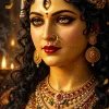 Golden Goddess Radiance — A Divine Portrait Framed by Sacred Diya Light