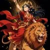 Radiant Durga Riding the Lion – Anime-Inspired Divine Power