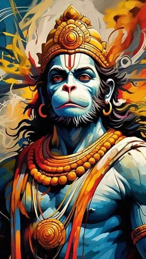Powerful Lord Hanuman Digital Artwork