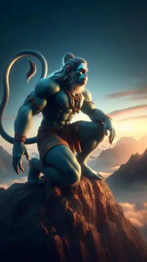 Bajrang Bali in Warrior Stance – Divine HD Wallpaper