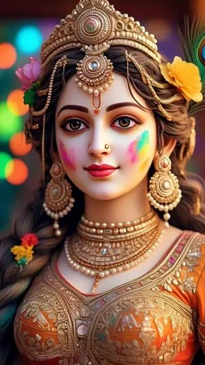 Divine Beauty – Goddess Radha Holi HD Wallpaper