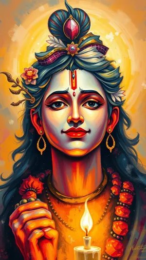 Divine Glow of Lord Krishna – Ethereal Spiritual Art