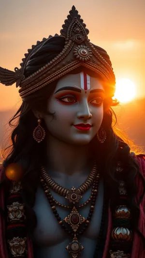 Lord Krishna in the Golden Hour – Divine Elegance