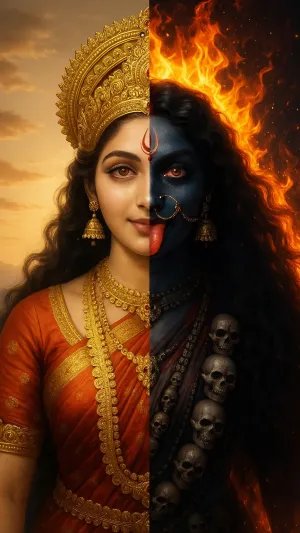 The Divine Duality – Maa Durga & Maa Kali in One Form
