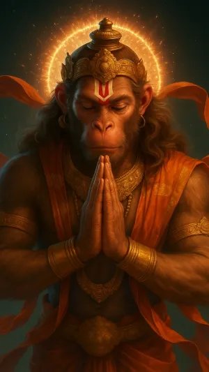 Peaceful Hanuman in Prayer – Spiritual Hanuman Ji Wallpaper for Mobile
