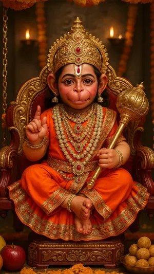 Royal Baby Hanuman Sitting on Throne