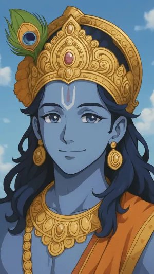 Anime Style Lord Krishna Portrait