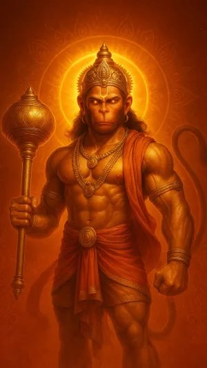 Powerful Lord Hanuman in Warrior Form