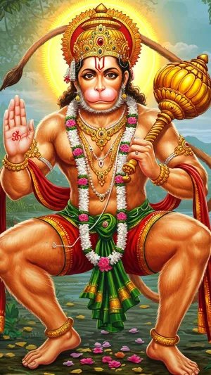 Blessing Lord Hanuman with Gada