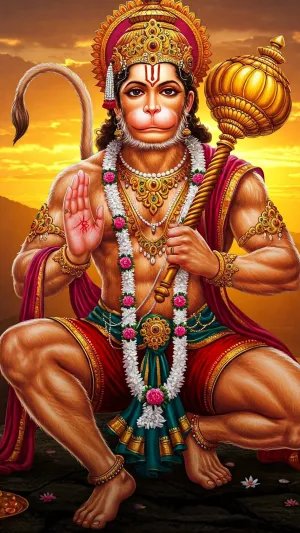 Powerful Lord Hanuman at Sunrise