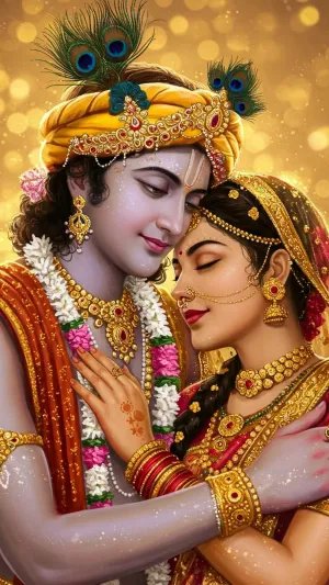 Radha Krishna Divine Love Art – HD Wallpaper