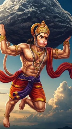 Powerful Lord Hanuman Carrying Sanjeevani Mountain