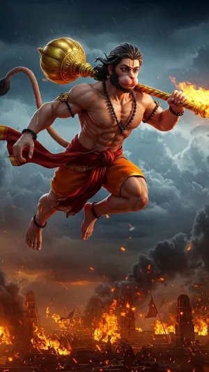 Lord Hanuman Burning Lanka with Divine Power