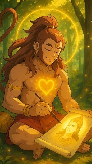 Hanuman Painting Lord Rama with Devotion