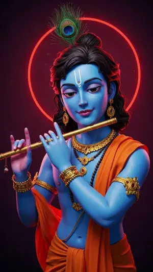 Divine Krishna Playing Flute – HD Spiritual Art