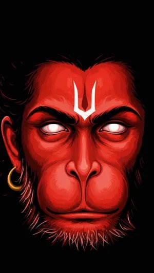 Minimalist Hanuman Face on Black Background