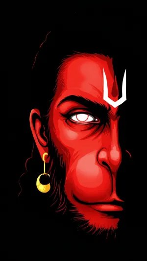 Half Face Hanuman Digital Art