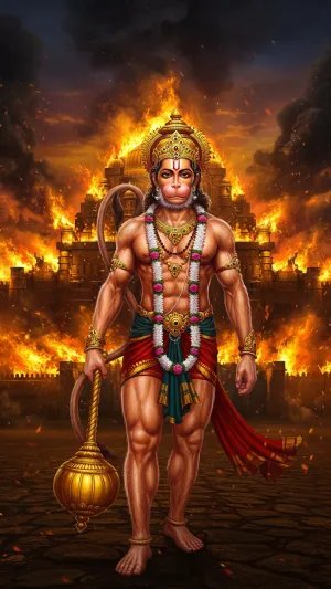 Hanuman Standing Before the Burning Lanka