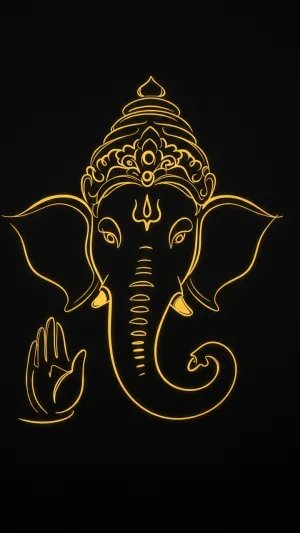 Golden Outline of Lord Ganesha on Black