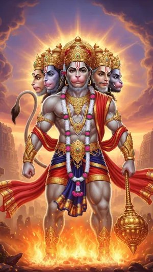 Panchmukhi Hanuman in Divine Warrior Form