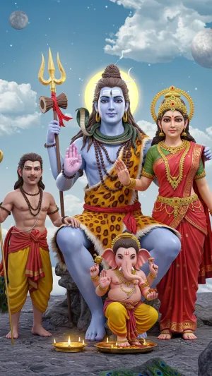 Divine Shiv Parivar Wallpaper – Lord Shiva Family 4K Art