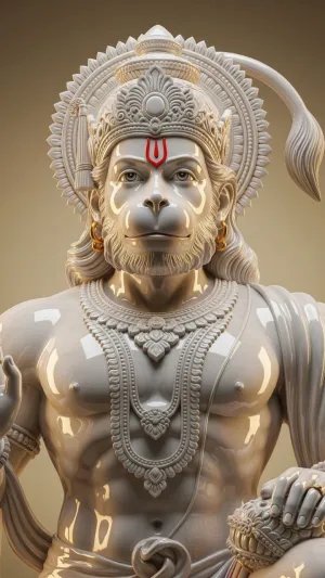 White Marble Hanuman Ji Idol HD Wallpaper