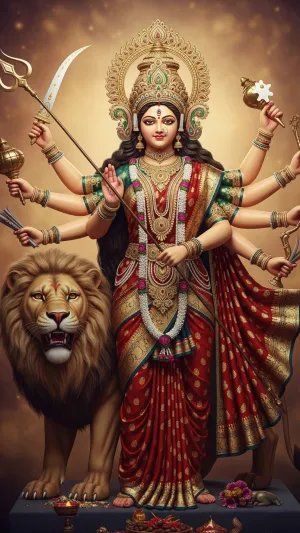 Durga Mata with Lion – Divine Warrior Goddess HD Image