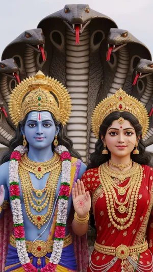 Vishnu Lakshmi with Sheshnag – Divine Couple 4K HD Image