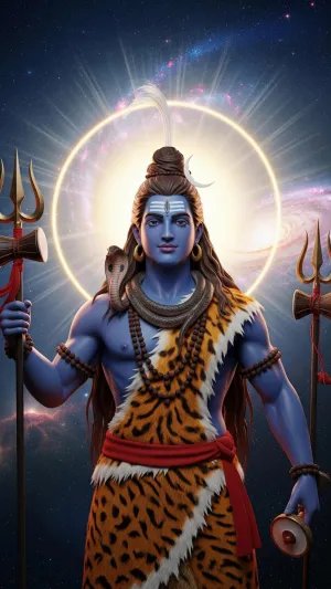 Powerful Lord Shiva with Galaxy Background HD Artwork