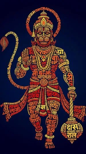 Hanuman Chalisa Typography Art Wallpaper
