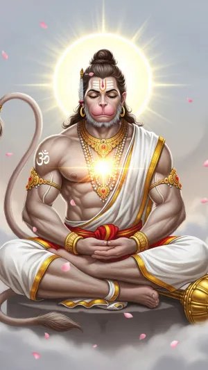 Divine Hanuman Ji in Meditation – Powerful 3D Artwork