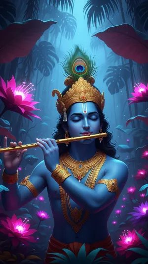 Mesmerizing Lord Krishna Playing Flute – Divine Art