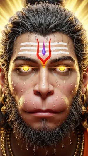 Glowing Hanuman Portrait with Divine Aura – Powerful 3D Art