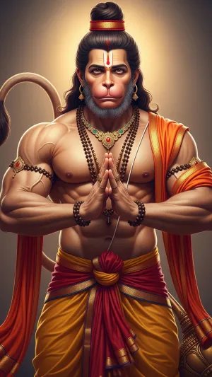 Peaceful Hanuman in Namaste Pose – Devotional HD Wallpaper